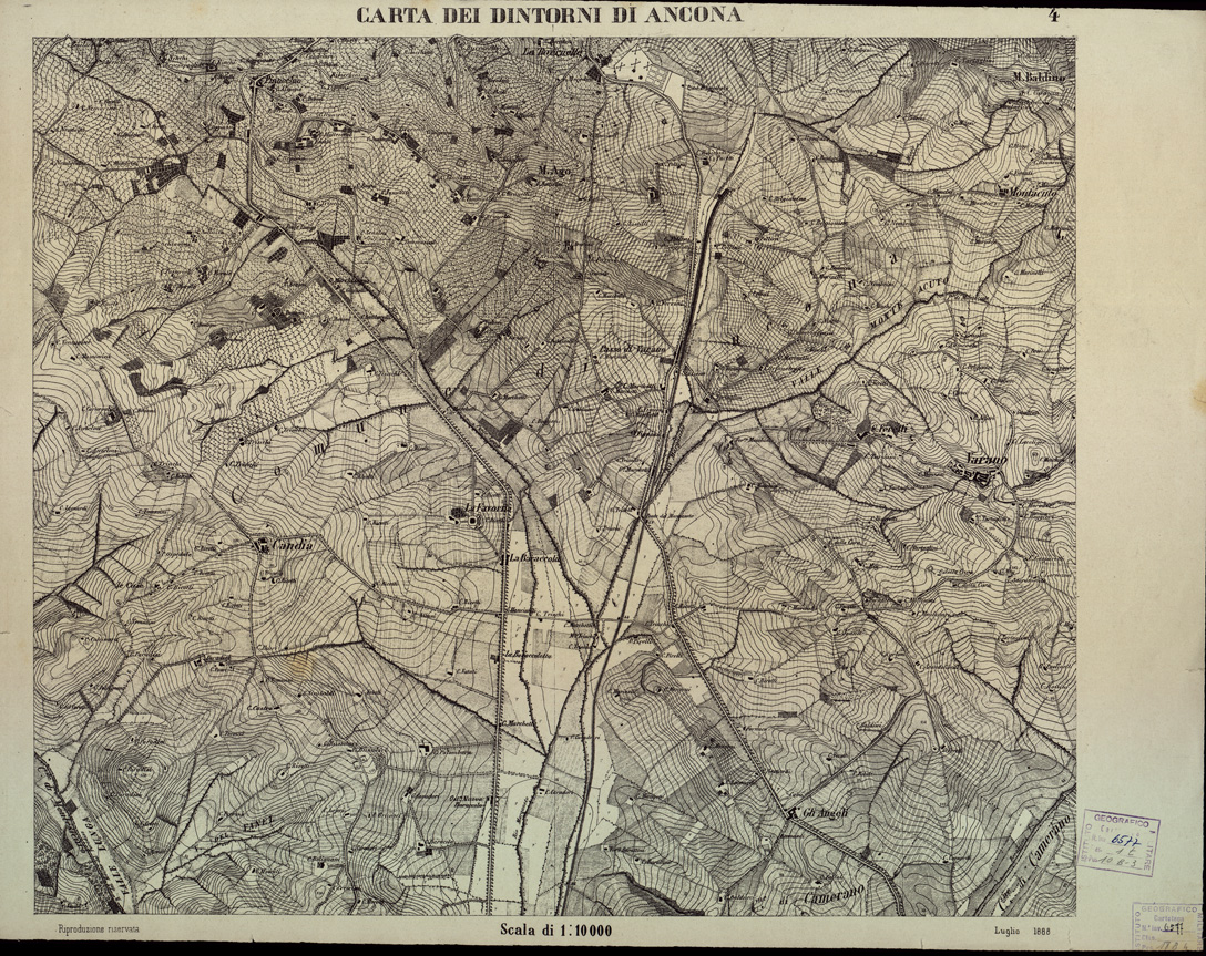 (N:1497) CARTA DEI DINTORNI DI ANCONA - Tavola 4 (B0003976) Carte e stampe antiche: riproduzione a colori su carta (formato A2)