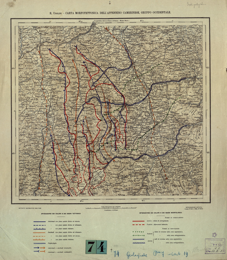 (N:5597) CARTA LITOERODIMETRICA DELL'APPENNINO CAMERINESE GRUPPO OCCIDENTALE - Tavola 3 N.3 (B0003990) Carte e stampe antiche: riproduzione a colori su carta (formato A2)