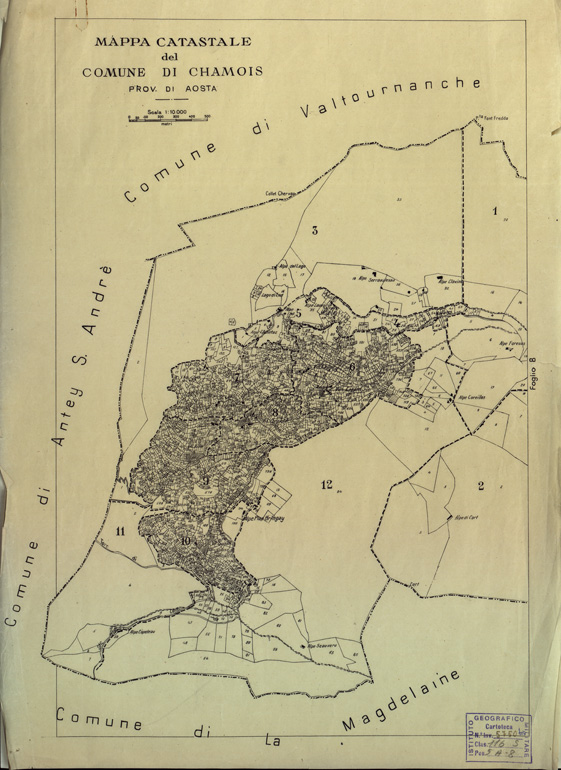 (N:12141) MAPPE CATASTALI D'ITALIA - PROVINCIA DI AOSTA - COMUNE DI CHAMOIS (B0004003) Carte e stampe antiche: riproduzione a colori su carta (formato A2)