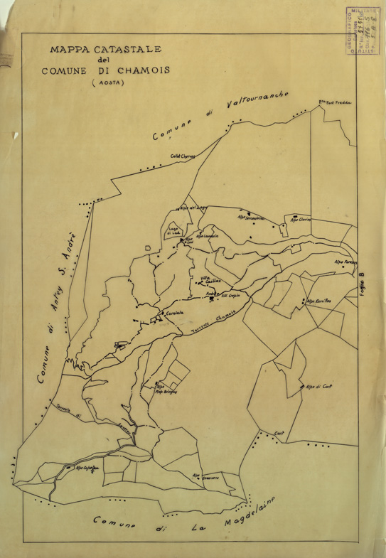 (N:12142) MAPPE CATASTALI D'ITALIA - PROVINCIA DI AOSTA - COMUNE DI CHAMOIS (carta con velina) (B0004004) Carte e stampe antiche: riproduzione a colori su carta (formato A2)