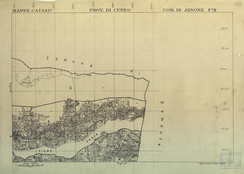 (N:12568) MAPPE CATASTALI D'ITALIA - PROVINCIA DI CUNEO I- COMUNE DI AISONE Foglio B (B0004021) Carte e stampe antiche: riproduzione a colori su carta (formato A2)