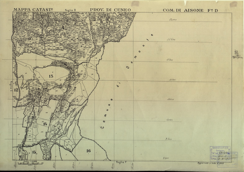 (N:12570) MAPPE CATASTALI D'ITALIA - PROVINCIA DI CUNEO - COMUNE DI AISONE Foglio D (B0004023) Carte e stampe antiche: riproduzione a colori su carta (formato A2)