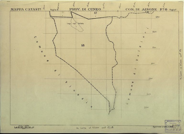 (N:12573) MAPPE CATASTALI D'ITALIA - PROVINCIA DI CUNEO - COMUNE DI AISONE Foglio G (B0004026) Carte e stampe antiche: riproduzione a colori su carta (formato A2)