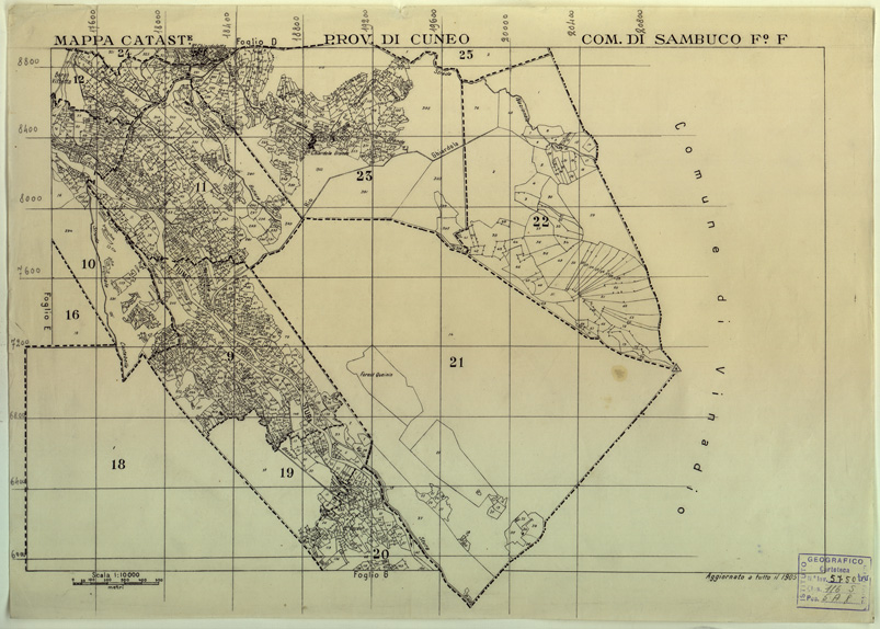 (N:12584) MAPPE CATASTALI D'ITALIA - PROVINCIA DI CUNEO - COMUNE DI SAMBUCO Foglio F (B0004037) Carte e stampe antiche: riproduzione a colori su carta (formato A2)