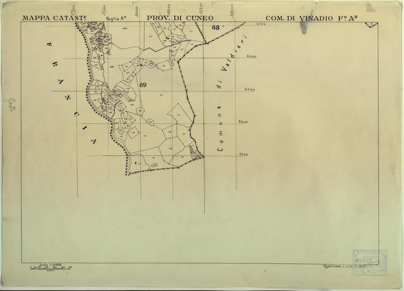 (N:12590) MAPPE CATASTALI D'ITALIA - PROVINCIA DI CUNEO - COMUNE DI VINADIO Foglio AD (B0004043) Carte e stampe antiche: riproduzione a colori su carta (formato A2)