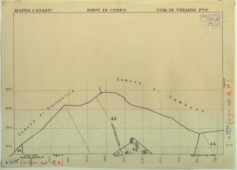 (N:12592) MAPPE CATASTALI D'ITALIA - PROVINCIA DI CUNEO - COMUNE DI VINADIO Foglio C (B0004045) Carte e stampe antiche: riproduzione a colori su carta (formato A2)