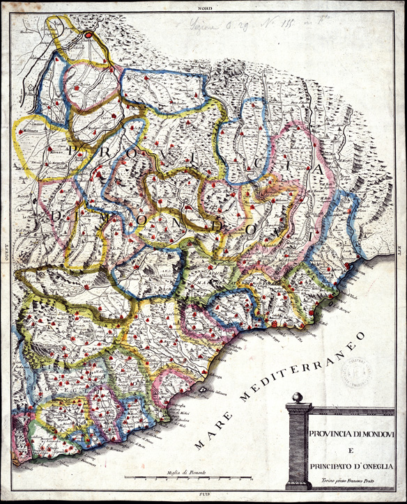 (N:14397) PROVINCIA DI MONDOVI' E PRINCIPATO DI ONEGLIA (B0004161) Carte e stampe antiche: riproduzione a colori su carta (formato A2)