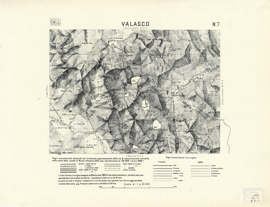 (N:3004) CARTA DELLA CONTEA DI NIZZA - Foglio 7 - Valasco (B0004295) Carte e stampe antiche: riproduzione a colori su carta (formato A2)