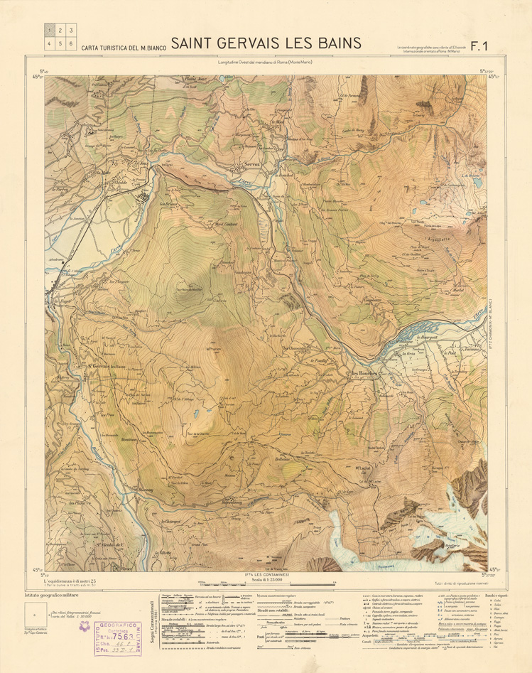 (N:8316) CARTA TURISTICA DEL MONTE BIANCO - Foglio 1 - Saint Gervais Les Bains (B0004339) Carte e stampe antiche: riproduzione a colori su carta (formato A2)