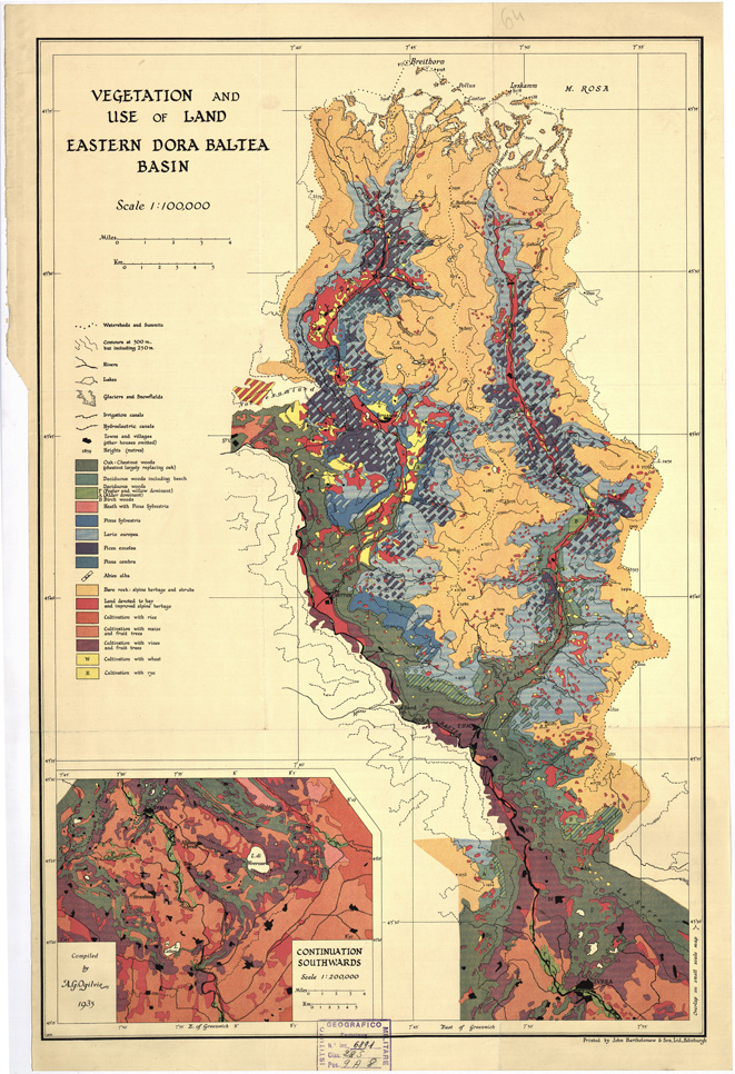 (N:14080) VEGETATION AND USE OF LAND EASTERN DORA BALTEA BASIN (B0004442) Carte e stampe antiche: riproduzione a colori su carta (formato A2)