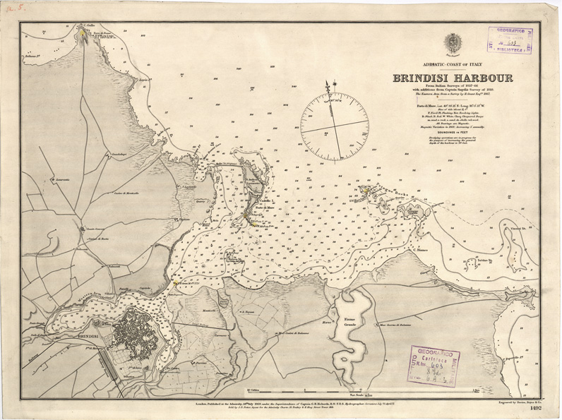 (N:8898) ADRIATIC COAST OF ITALY - BRINDISI HARBOUR (B0004532) Carte e stampe antiche: riproduzione a colori su carta (formato A2)
