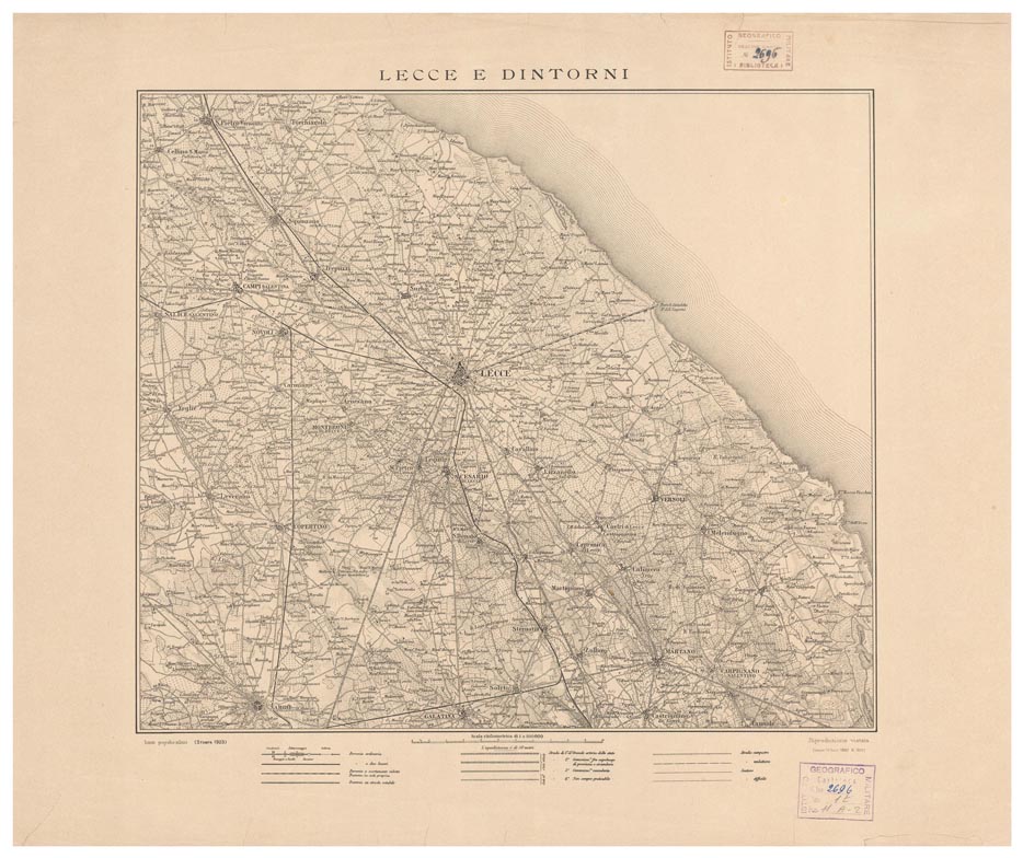 (N:11532) LECCE E DINTORNI (B0004535) Carte e stampe antiche: riproduzione a colori su carta (formato A2)