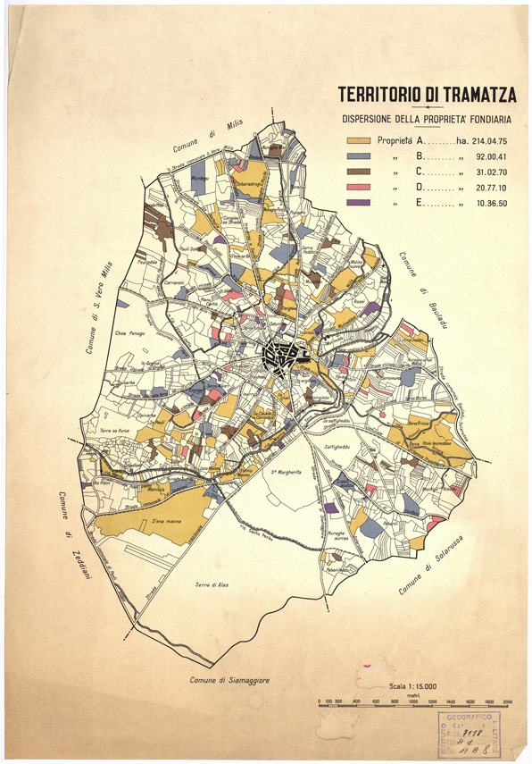 (N:14323) PROVINCIA DI CAGLIARI - REGIONI E ZONE AGRARIE - Territorio di Tramatza (B0004736) Carte e stampe antiche: riproduzione a colori su carta (formato A2)