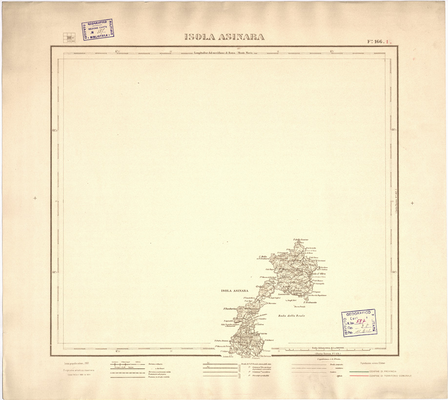 (N:3920) CARTA DELLE PROVINCIE DI CAGLIARI E SASSARI... - Foglio 166.1 - Isola Asinara (B0004753) Carte e stampe antiche: riproduzione a colori su carta (formato A2)