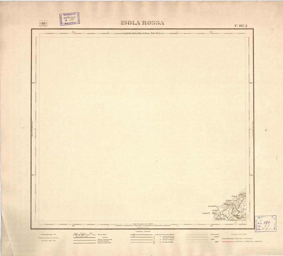 (N:3923) CARTA DELLE PROVINCIE DI CAGLIARI E SASSARI... - Foglio 167.2 - Isola Rossa (B0004754) Carte e stampe antiche: riproduzione a colori su carta (formato A2)