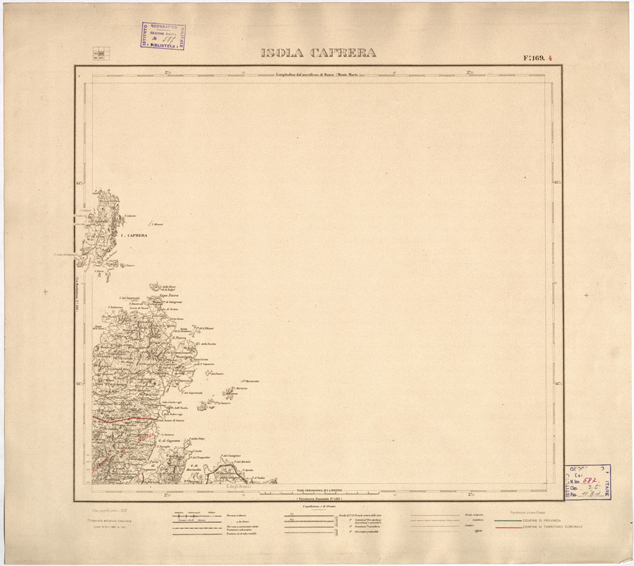 (N:3921) CARTA DELLE PROVINCIE DI CAGLIARI E SASSARI... - Foglio 169.4 - Isola Caprera (B0004756) Carte e stampe antiche: riproduzione a colori su carta (formato A2)