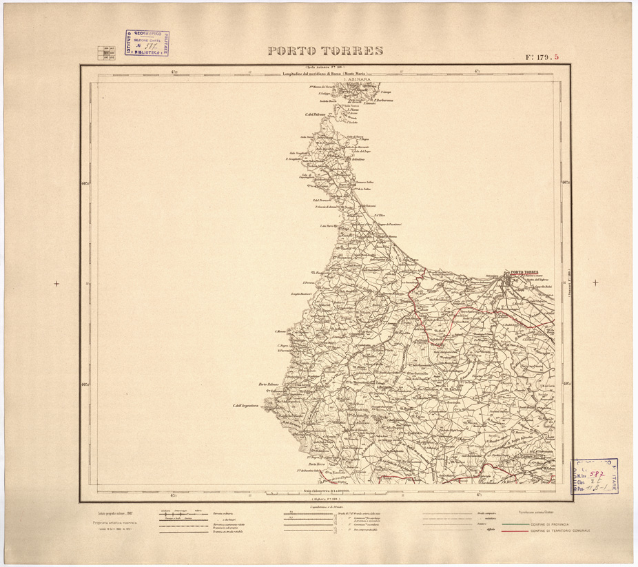 (N:3933) CARTA DELLE PROVINCIE DI CAGLIARI E SASSARI... - Foglio 179.5 - Porto Torres (B0004757) Carte e stampe antiche: riproduzione a colori su carta (formato A2)
