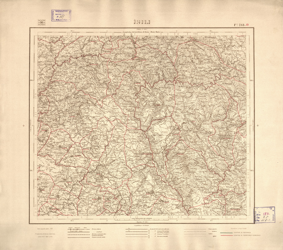 (N:3919) CARTA DELLE PROVINCIE DI CAGLIARI E SASSARI... - Foglio 218.19 - Isili (B0004771) Carte e stampe antiche: riproduzione a colori su carta (formato A2)
