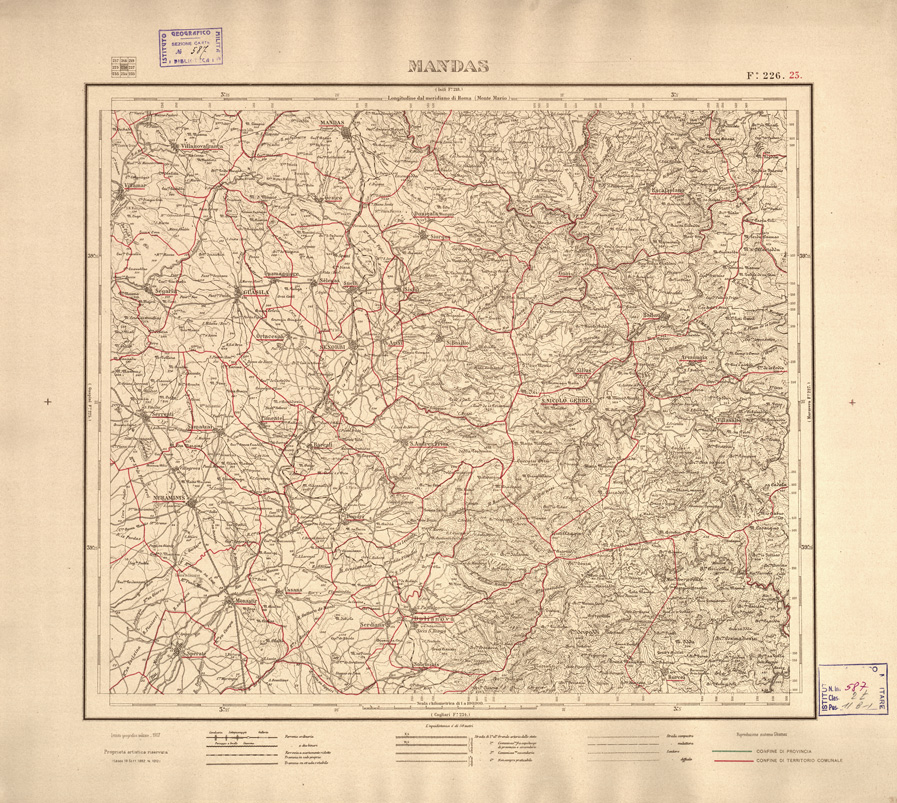 (N:3927) CARTA DELLE PROVINCIE DI CAGLIARI E SASSARI... - Foglio 226.23 - Mandas (B0004775) Carte e stampe antiche: riproduzione a colori su carta (formato A2)