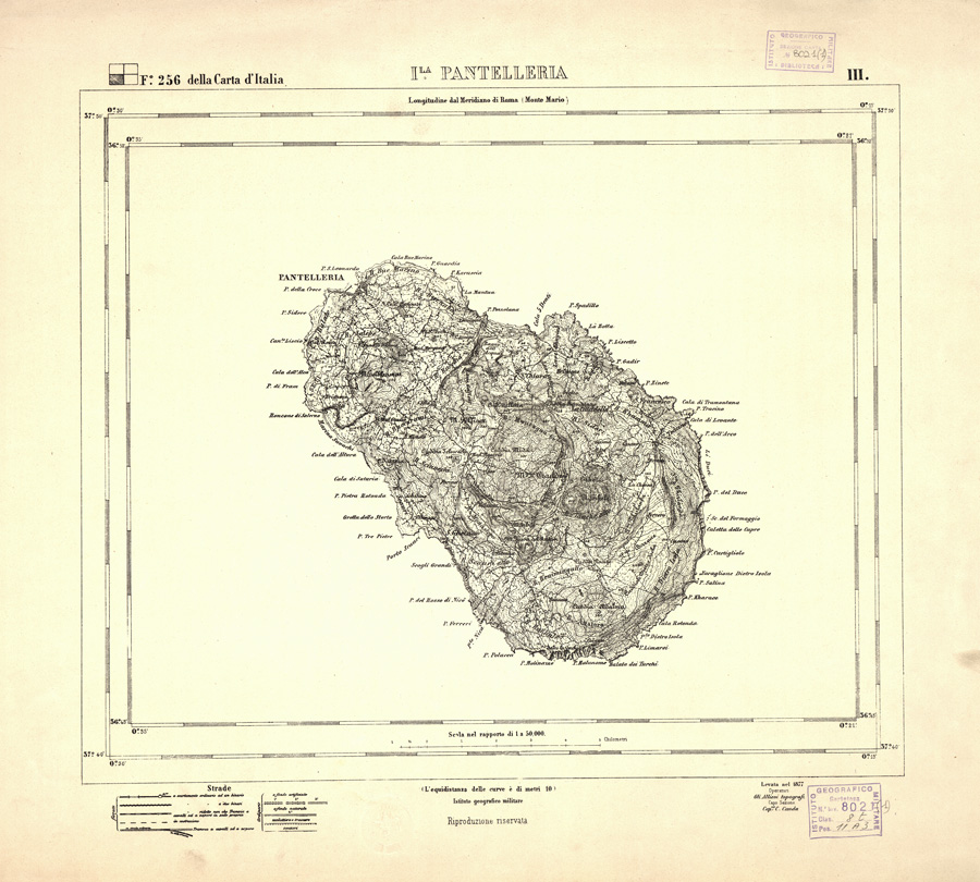 (N:10670) ISOLA DI PANTELLERIA (B0005332) Carte e stampe antiche: riproduzione a colori su carta (formato A2)