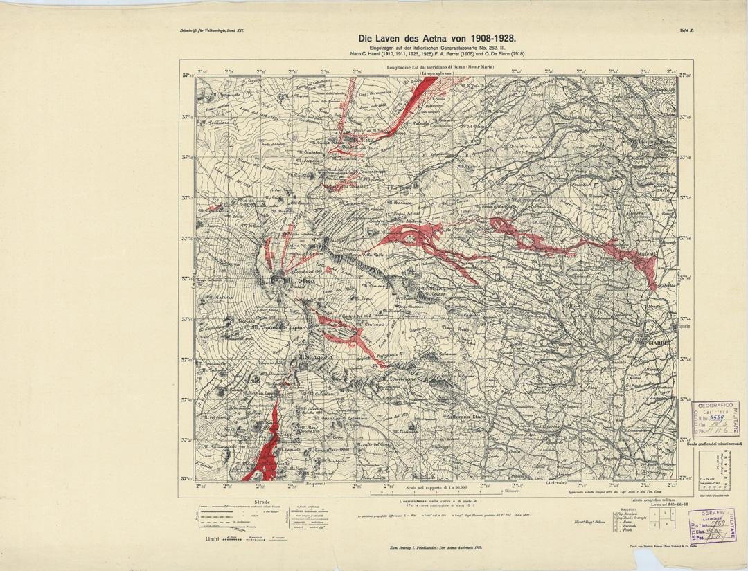 (N:9331) DIE LAVEN DES AETNA VON 1908-1928 (B0005339) Carte e stampe antiche: riproduzione a colori su carta (formato A2)