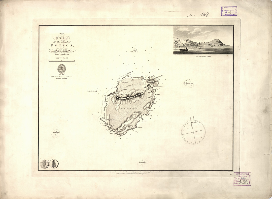 (N:15340) PLAN OF THE ISLAND OF USTICA... (B0005402) Carte e stampe antiche: riproduzione a colori su carta (formato A2)