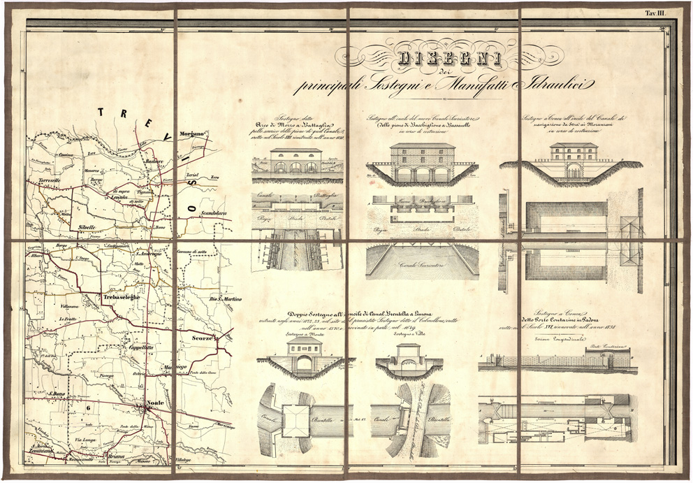 (N:5463) CARTA IDROGRAFICA STRADALE AMMINISTRATIVA CONSORZIALE DELLA PROVINCIA DI PADOVA... - Tavola 3 (B0005744) Carte e stampe antiche: riproduzione a colori su carta (formato A2)
