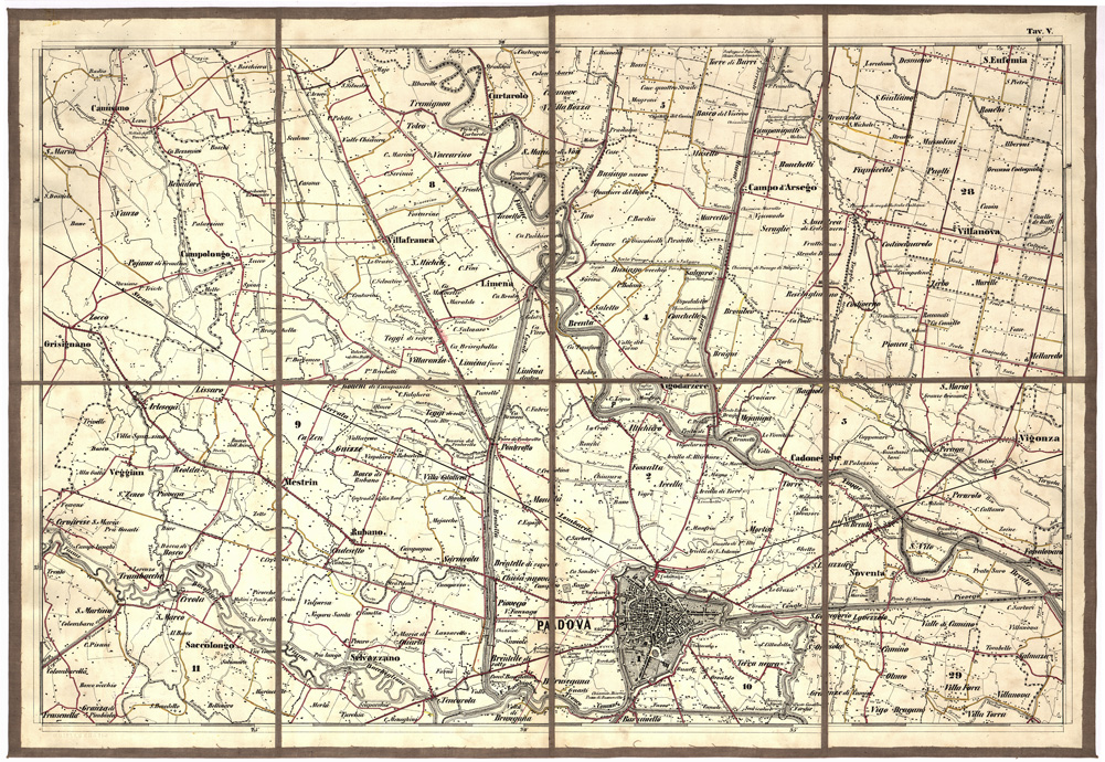 (N:5466) CARTA IDROGRAFICA STRADALE AMMINISTRATIVA CONSORZIALE DELLA PROVINCIA DI PADOVA... - Tavola 5 (B0005746) Carte e stampe antiche: riproduzione a colori su carta (formato A2)