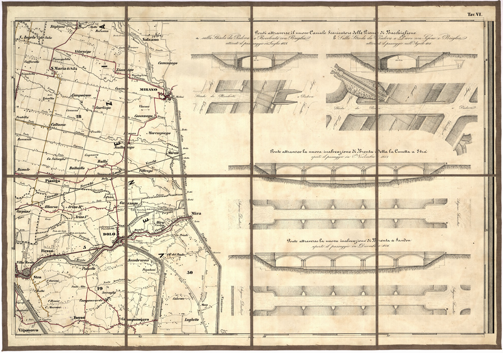 (N:5467) CARTA IDROGRAFICA STRADALE AMMINISTRATIVA CONSORZIALE DELLA PROVINCIA DI PADOVA... - Tavola 6 (B0005747) Carte e stampe antiche: riproduzione a colori su carta (formato A2)