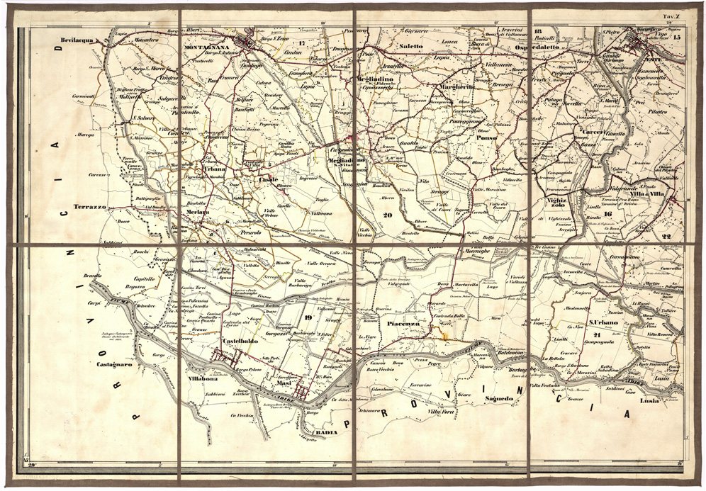 (N:5470) CARTA IDROGRAFICA STRADALE AMMINISTRATIVA CONSORZIALE DELLA PROVINCIA DI PADOVA... - Tavola 10 (B0005751) Carte e stampe antiche: riproduzione a colori su carta (formato A2)