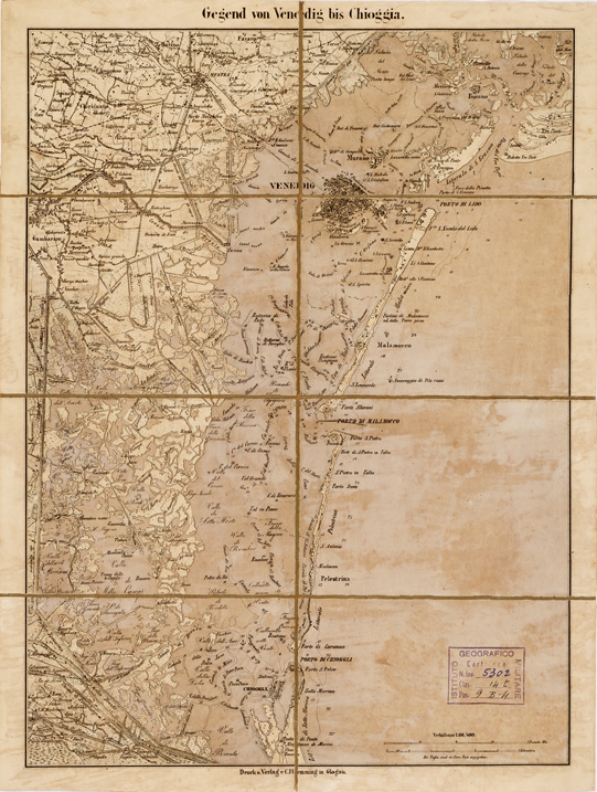 (N:9958) GEGEND VON CHIOGGIA BIS VENEDIG (Chioggia e Venezia) (B0005921) Carte e stampe antiche: riproduzione a colori su carta (formato A2)