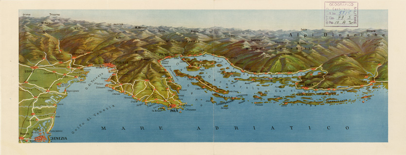 (N:11184) LA COSTA ORIENTALE DELL'ADRIATICO E DELLO IONIO - DA VENEZIA A SEBENICO - Tavola n.1-fronte/retro (B0005992, B0005993) Carte e stampe antiche: riproduzione a colori su carta (formato A2)