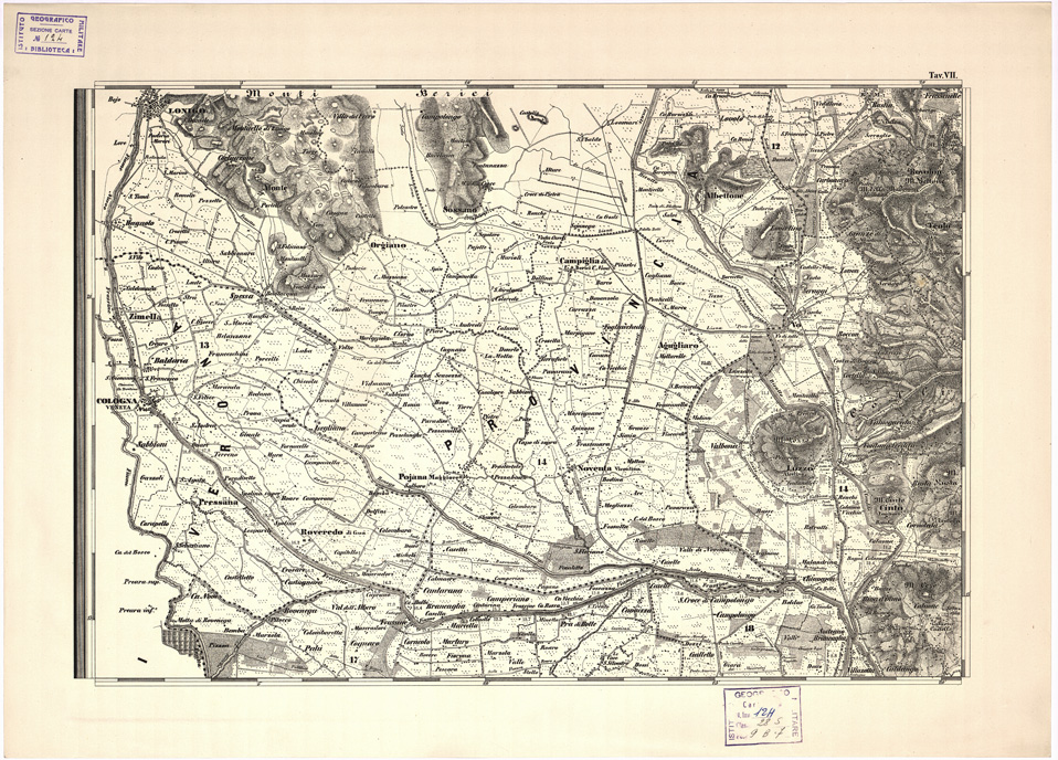 (N:5444) CARTA IDROGRAFICA STRADALE AMMINISTRATIVA CONSORZIALE DELLA PROV. DI PADOVA... Tavola VII (B0006232) Carte e stampe antiche: riproduzione a colori su carta (formato A2)