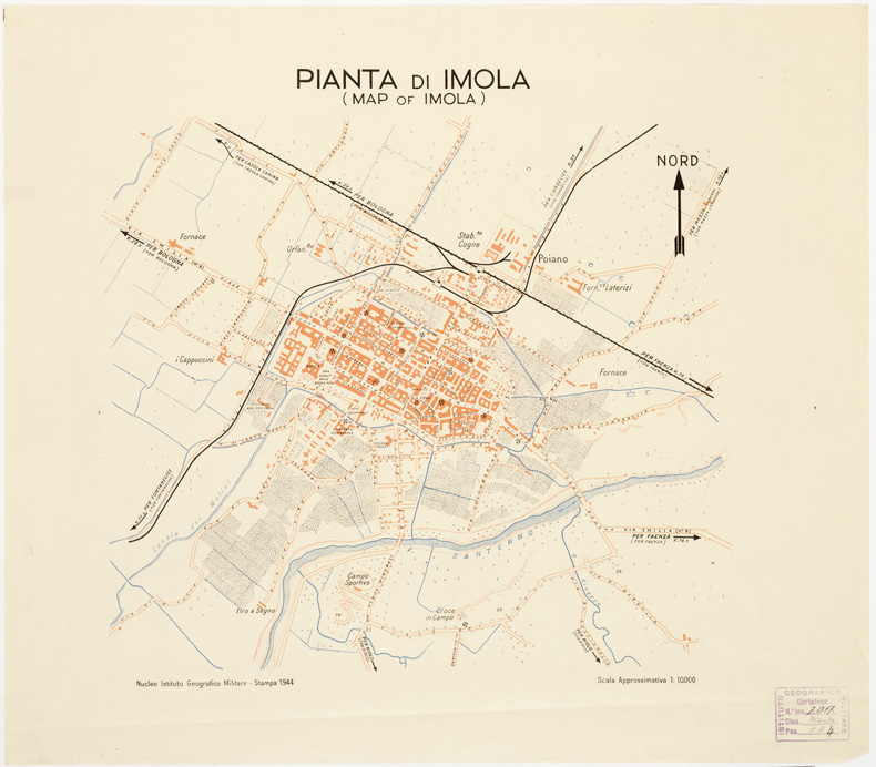 (N:13895) PIANTA DI IMOLA - MAP OF IMOLA (B0006337) Carte e stampe antiche: riproduzione a colori su carta (formato A2)