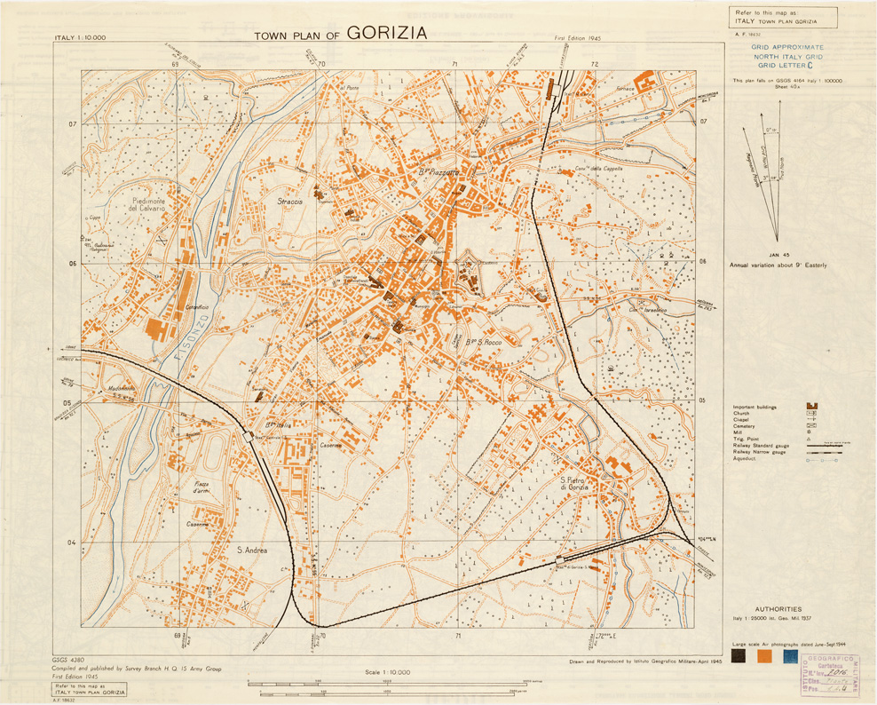 (N:11377) TOWN PLAN OF GORIZIA (B0006344) Carte e stampe antiche: riproduzione a colori su carta (formato A2)