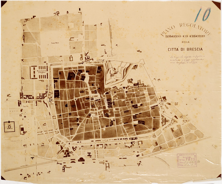 (N:13467) PIANO REGOLATORE INTERNO ED ESTERNO DELLA CITTA' DI BRESCIA (B0006357) Carte e stampe antiche: riproduzione a colori su carta (formato A2)