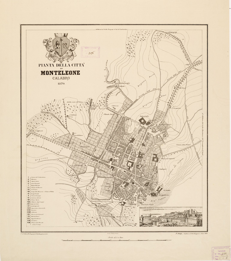 (N:13675) PIANTA DELLA CITTA' DI MONTELEONE CALABRO... (Vibo Valentia) (B0006391) Carte e stampe antiche: riproduzione a colori su carta (formato A2)