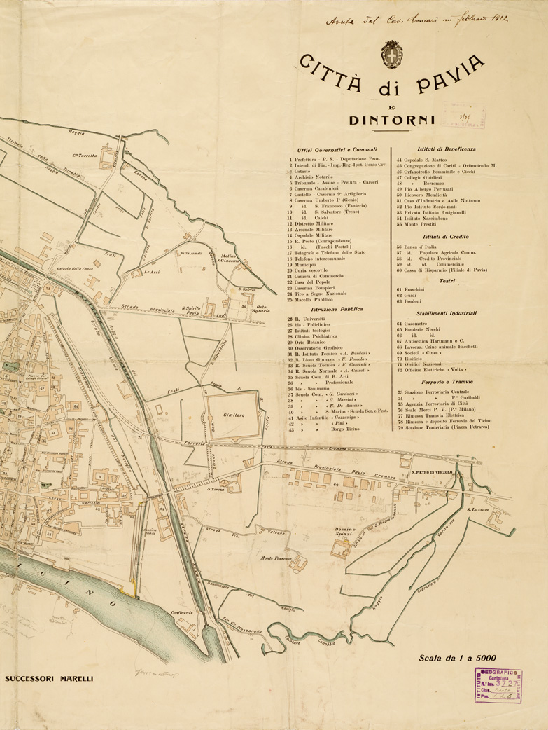 (N:8886) CITTA' DI PAVIA E DINTORNI (B0006425, B0006426, B6425-26) Carte e stampe antiche: riproduzione a colori su carta (formato A2)