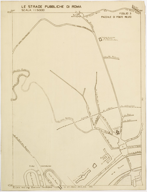 (N:11486) LE STRADE PUBBLICHE DI ROMA - Foglio 3 - PIAZZALE DI PONTE MILVIO (B0006490) Carte e stampe antiche: riproduzione a colori su carta (formato A2)