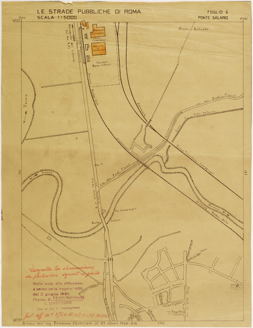(N:11517) LE STRADE PUBBLICHE DI ROMA - Foglio 6 - PONTE SALARIO (con nulla osta) (B0006493) Carte e stampe antiche: riproduzione a colori su carta (formato A2)