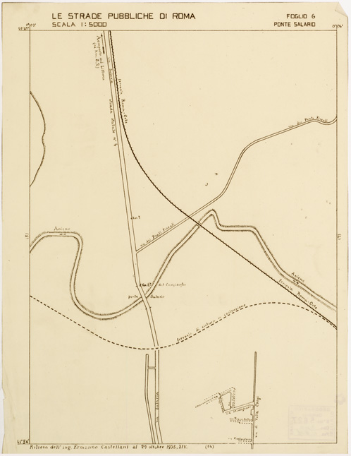 (N:11516) LE STRADE PUBBLICHE DI ROMA - Foglio 6 - PONTE SALARIO (B0006494) Carte e stampe antiche: riproduzione a colori su carta (formato A2)