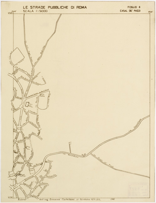 (N:11519) LE STRADE PUBBLICHE DI ROMA - Foglio 8 - CASAL DE PAZZI (B0006496) Carte e stampe antiche: riproduzione a colori su carta (formato A2)