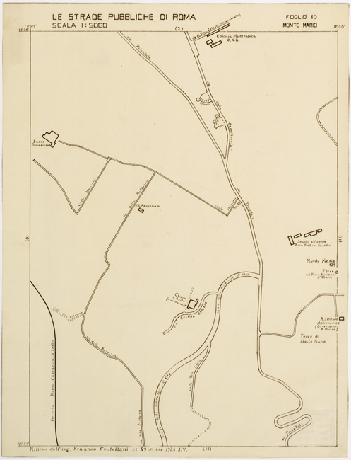 (N:11453) LE STRADE PUBBLICHE DI ROMA - Foglio 10 - MONTE MARIO (B0006498) Carte e stampe antiche: riproduzione a colori su carta (formato A2)