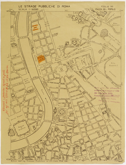 (N:11470) LE STRADE PUBBLICHE DI ROMA - Foglio 20 - PIAZZA DEL POPOLO (con nulla osta) (B0006513) Carte e stampe antiche: riproduzione a colori su carta (formato A2)