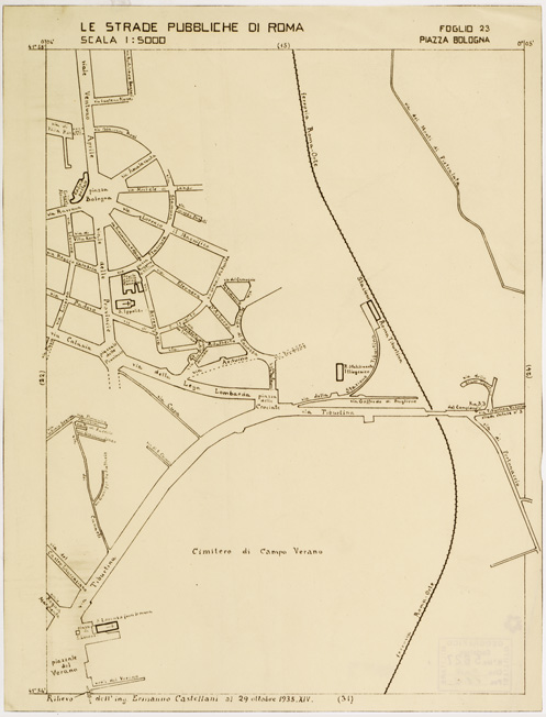 (N:11475) LE STRADE PUBBLICHE DI ROMA - Foglio 23 - PIAZZA BOLOGNA (B0006519) Carte e stampe antiche: riproduzione a colori su carta (formato A2)
