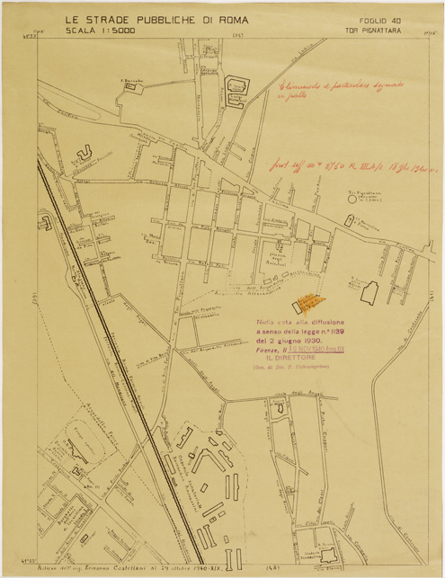 (N:11504) LE STRADE PUBBLICHE DI ROMA - Foglio 40 - TOR PIGNATTARA (con nulla osta) (B0006545) Carte e stampe antiche: riproduzione a colori su carta (formato A2)