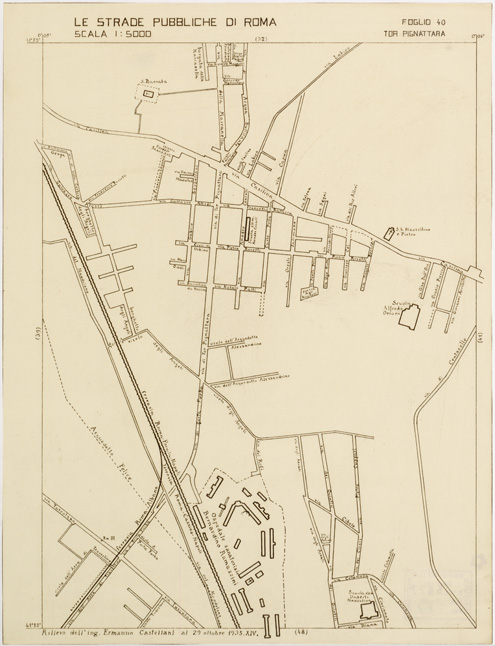 (N:11503) LE STRADE PUBBLICHE DI ROMA - Foglio 40 - TOR PIGNATTARA (B0006546) Carte e stampe antiche: riproduzione a colori su carta (formato A2)