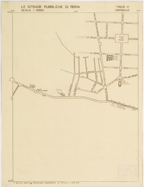 (N:11505) LE STRADE PUBBLICHE DI ROMA - Foglio 41 - CENTOCELLE (B0006547) Carte e stampe antiche: riproduzione a colori su carta (formato A2)