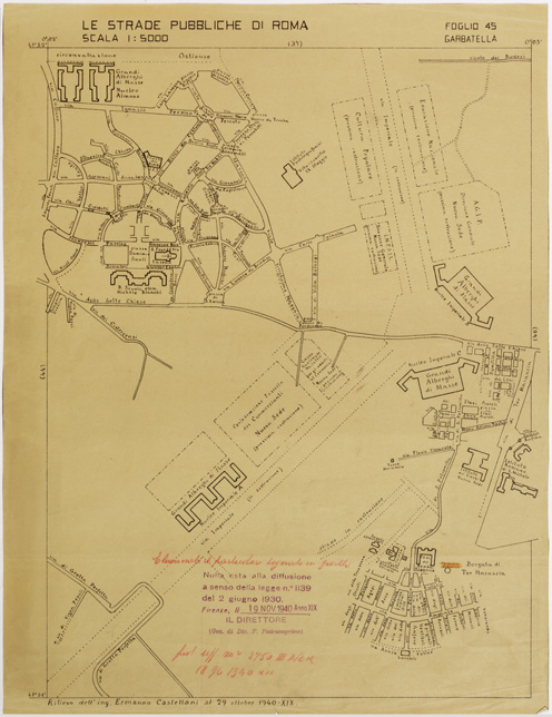 (N:11510) LE STRADE PUBBLICHE DI ROMA - Foglio 45 - GARBATELLA (con nulla osta) (B0006552) Carte e stampe antiche: riproduzione a colori su carta (formato A2)