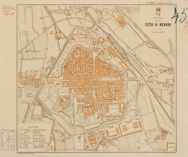 (N:13724) PIANTA DELLA CITTA' DI NOVARA (B0006618) Carte e stampe antiche: riproduzione a colori su carta (formato A2)